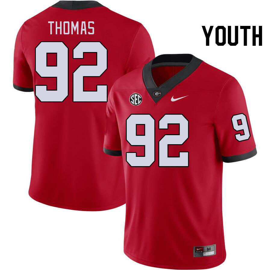 Youth #92 Jordan Thomas Georgia Bulldogs College Football Jerseys Stitched-Red